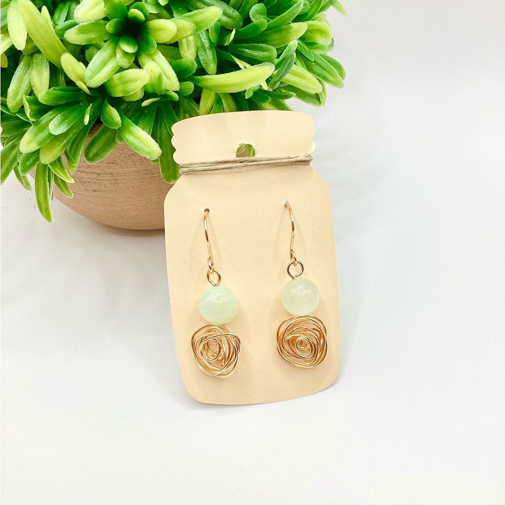 Wire Wrapped Rose Earrings Dangle Earrings